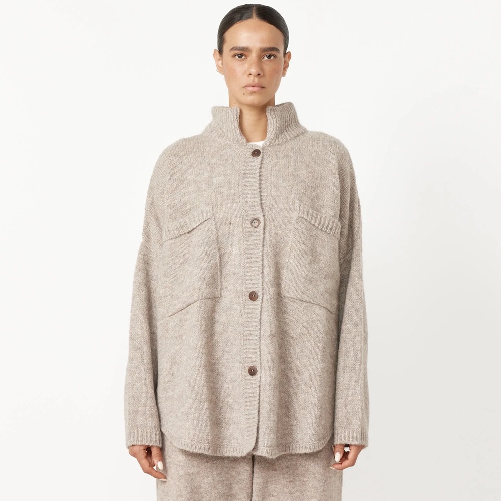 Sold // Cordera Baby Alpaca Polo Jacket in Taupe